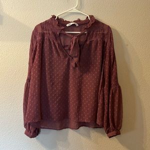 Zara lantern sleeve sheer blouse size large